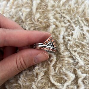 Silver and Orange Boho Ring